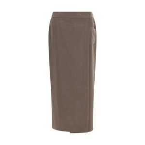 Giorgio Armani Brown Silk Long Women's Skirt